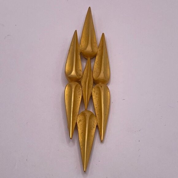 PARK LANE Modernistic Satin Matte Gold Tone Brooch Vintage 4” Wide - Picture 6 of 8